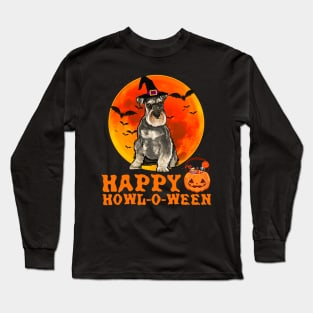 Funny Miniature Schnauzer Dog Halloween Happy Howl O Ween Long Sleeve T-Shirt